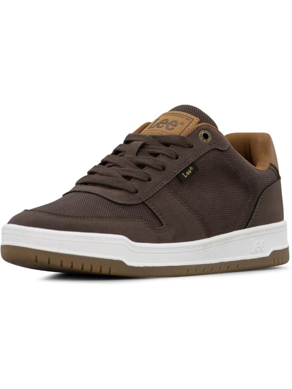 Lee Men's Chocolate Tan Moc Toe Imported Lace Up Specter Court Sneakers Shoes